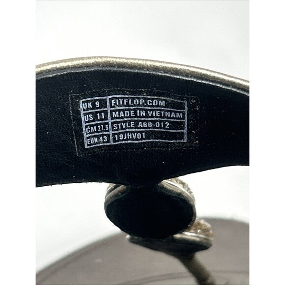 Fitflop Sandals Petra Womens Sz 11 Brown Metallic Gold Toe Post Embellished READ - Picture 9 of 11